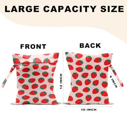 2Pcs Summer Fruits Wet Bag, Strawberry Orange Waterproof Travel Laundry Bag - color: Fruit 1424