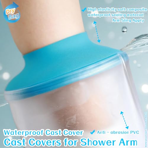 Cast Covers for Shower Arm – Waterproof Cast Cover Arm Adult, Comfortable Reusable Cast Protector for Shower Arm, Cast Bag – Ideal for Showering with Broken Arm, Bandages, After Surgery Wounds