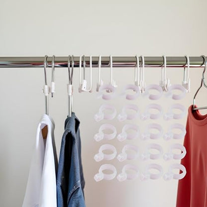 50Pcs White Plastic Windproof Hanger Hooks Clothes Hanger Buckle Clip Laundry Hanging Hooks Closet Rod Hanging Tool for Drying Rack Clothes Hangers, Suit Hangers