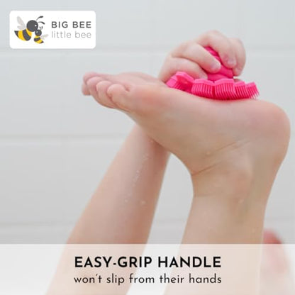Big Bee, Little Bee - Kids Original ScrubBEE, 100% Silicone Childrens Bath Scrubber, Promotes Effective Independent Hand & Body Washing, As Seen on Shark Tank (Marigold) - color: Yellow