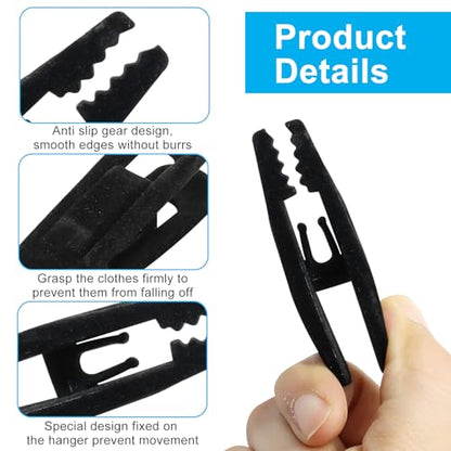 Velvet Hanger Clips, 40 PCS, Black - color: Black