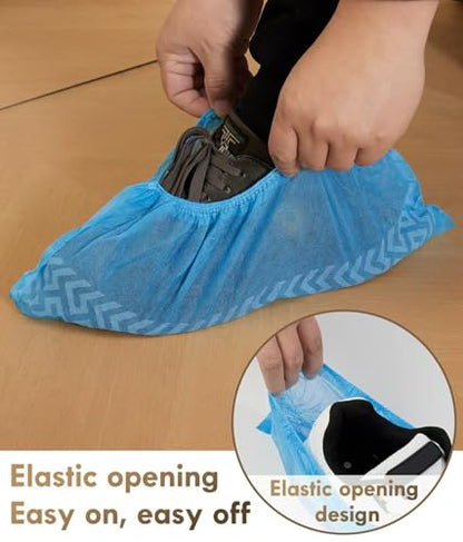 Shoe Covers Disposable Non Slip - 200 Pack Shoe Boot Covers, Durable Shoe Booties for Shoe Covers, Breathable Shoe & Boot Covers,Shoe Covers Suits 11 US Men and 12 US Women - size: Blue Set of 200(L)