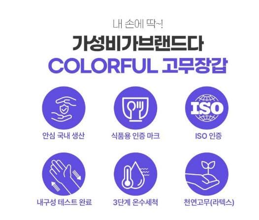 Urban Blue 2 Pairs Colorful Natural Latex Household Gloves for Dishwashing & Cleaning, Textured Grip, Reusable, Comfortable Fit (Made in Korea)