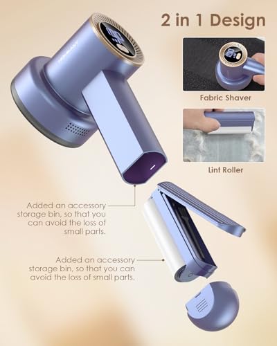 HOMEASY Fabric Shaver, Rechargeable Lint Remover for Clothes Purple - color: Purple