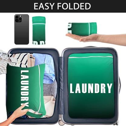 2 Pcs Large Travel Laundry Bags - Waterproof Wet/Dry, Washable, Dirty Clothes, Bathing Suit, Workout, Gym Clothes, Swimming, Yoga (Green+Dark Green) - color: Green+Dark Green