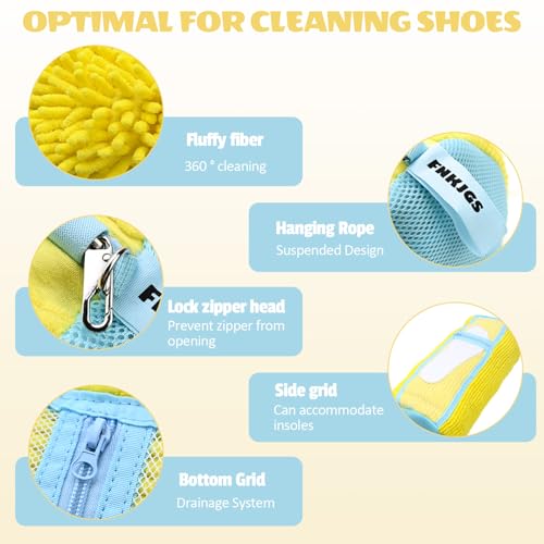 Shoe Washing Machine Bag,2 Pcs Shoe Washing Bag for Dryer & Washer, Reusable Laundry Shoe Bag for All Shoes Sizes, Independent Insole Compartment With Side Mesh (Yellow)