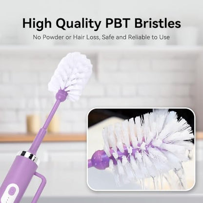 Rechargeable Electric Bottle & Cup Brush, 360° Thorough Cleaning Without Blind Spots, Suitable for Baby Bottles, 64-Ounce Mugs, Straws, Wine Glasses, etc., Easy to Air-Dry and Portable - color: White