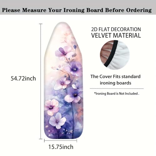 Nuxovilar Watercolor Purple Pink Ironing Board Cover Cotton 15"x54" - color: Ylu03222, size: 15×54 inch