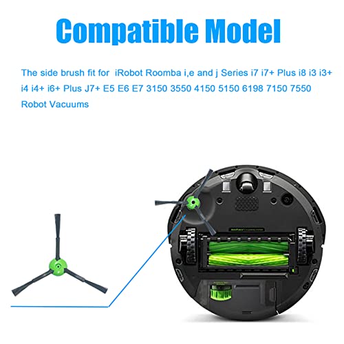 Replacement Side Brushes Compatible with iRobot Roomba i,e and j Series i7 i7+ Plus i8 i3 i3+ i4 i4+ i6+ Plus J7+ E5 E6 E7 3150 3550 4150 5150 6198 7150 7550 Robot Vacuums - style: Brushes-BlackGreen