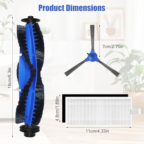 Replacement Parts for Eufy Robovac 11S, 12, 15T, 15C, 25C, 30, 30C, 35C Slim Carpet Robotic Vacuum Cleaner, 4 Side Brushes, 4 Filters, 1 Roller Brush and Clean Tools Accessories Kit 10 Pack - style: Sets 11S