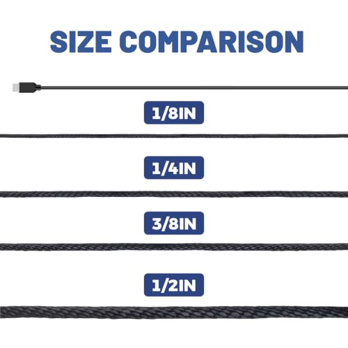 NEWSEED 500 Ft 1/8 Inch Nylon Rope Heavy Duty Utility Rope (Black) - size: 1/8 In x 500FT, style: Black