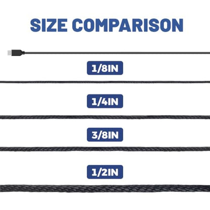 NEWSEED 500 Ft 1/8 Inch Nylon Rope Heavy Duty Utility Rope (Black) - size: 1/8 In x 500FT, style: Black