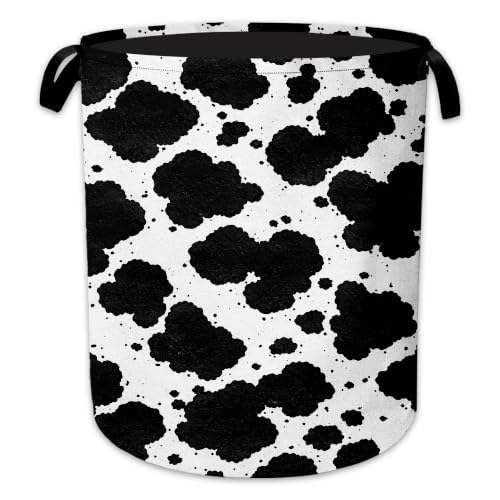 Cow Print Laundry Basket Oxford Cloth Laundry Hamper With Handle Foldable Portable Clothes Storage Basket Storage Bag For Laundry Room/Bathroom/Bedroom/Dormitory 20.8"x16" - color: Cow Print