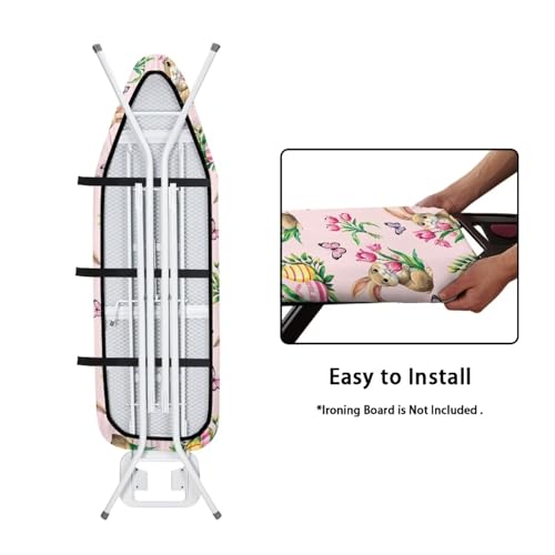 Cute Bunny Ironing Board Cover Butterfly Ironing Board Pad Protective Cover Iron Board Cover Accessories Replacement Tablecloths with Elastic Edge Washable - color: Cute Bunny Butterfly