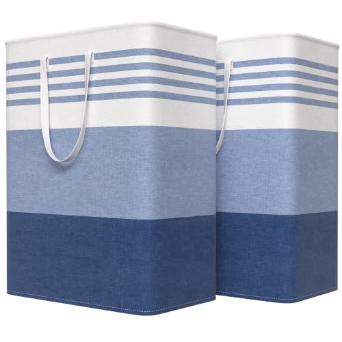 WOWBOX 2 Pack Laundry Baskets, Collapsible Dirty Clothes Laundry Hampers - color: Blue, size: 125L