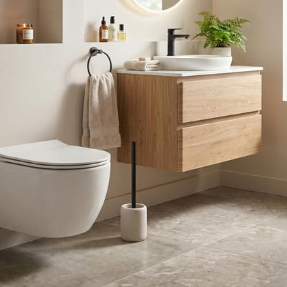 Toilet Brush and Holder Set, 2 PCS,Simple Sandstone Look,Beige