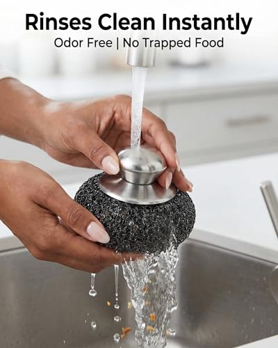 6 Pcs Stainless Steel Wool Scrubber – Heavy Duty Metal Scouring Pads for Kitchen, Cast Iron Pan & Grill – Rust Resistant, Non-Splintering,Odor Free Wire Sponges for Tough Grease & Burnt Food - color: 5 Pcs