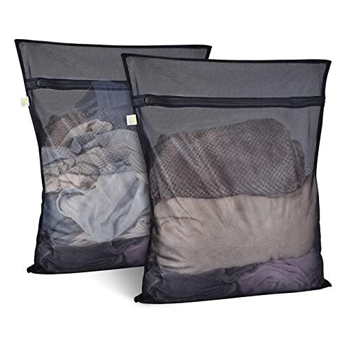 2 Pack Mesh Laundry Bags 24 x 32 inch Laundry Garment Bag Mesh Large Lingerie Wash Bags Zippered Garment Washing Net for Underwear Hosiery Blouse Sweater Dress Don't Drying, Melting 140-176℉ - size: 24 x 32 inch