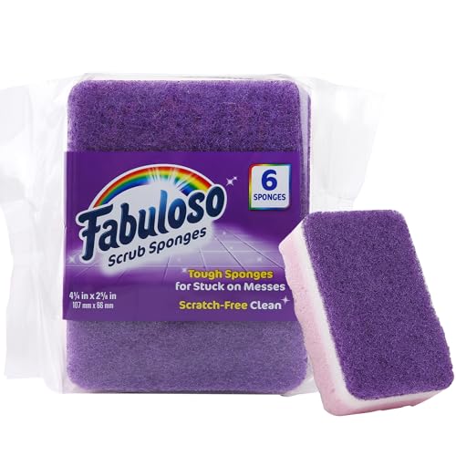 Fabuloso Scratch-Free Kitchen Dish Sponges, Purple, 6 Count - color: Purple, size: 6 Count (Pack of 1)