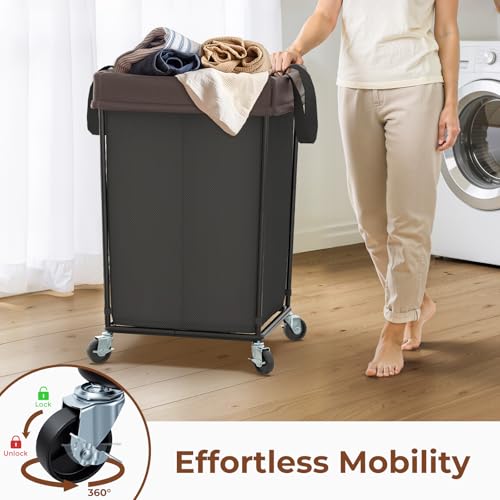 Rolling Laundry Basket with Wheels, 160L Rolling Laundry Hamper with Wheels - color: Black, size: 160L