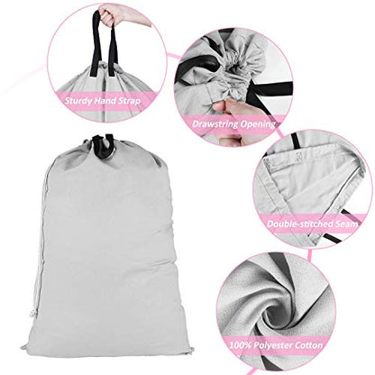 SWISSELITE Heavy Duty Laundry Bag, Large Travel Dirty Clothes Bag - color: Light Gray