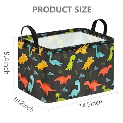Dinosaur Foldable Storage Basket Baby Gifts Basket Nursery Hamper with Waterproof Lining&Handles Organizer Bins for Boys' Bedroom, Nursery, Laundry, Toys, and Camping - color: Black Dinosaur
