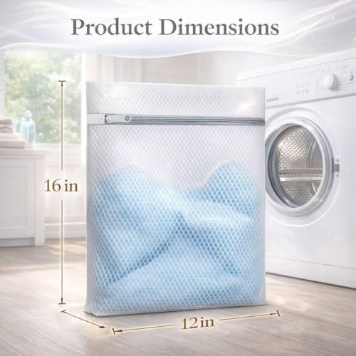 4-Pack Laundry Bags, 40cm Mesh Wash Bags for Delicates & Clothes, Zippered Laundry Organizer Bags for Washing Machine, Soft, Durable & Reusable (White)