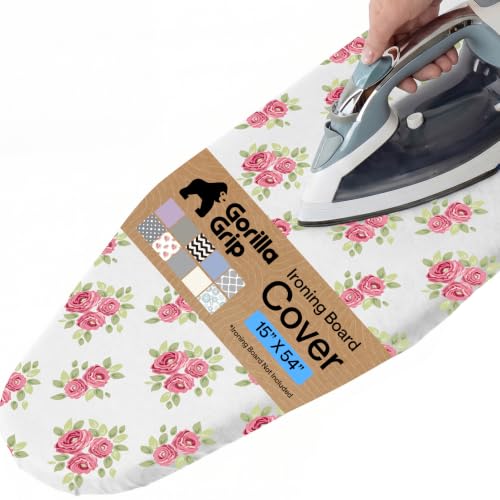 GORILLA GRIP Padded Ironing Board Cover, 15x54 Pink Floral - color: Pink Floral, size: 15" X 54"