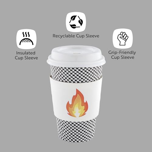 Restaurantware White Paper Fire Emoji Coffee Cup Sleeve, 50 Pack - color: White, size: Fire