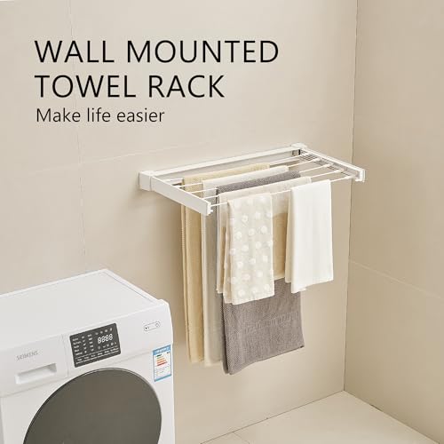 JOOM Wall Mounted Clothes Drying Rack, 27.5 Inch Foldable Rack, White - size: 27.5in