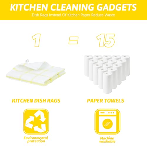 Nialnant 8 Pack Dish Cloths for Washing Dishes - color: Yellow Plaid, size: 12 x 12 in - 8PCS