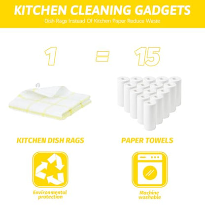 Nialnant 8 Pack Dish Cloths for Washing Dishes - color: Yellow Plaid, size: 12 x 12 in - 8PCS