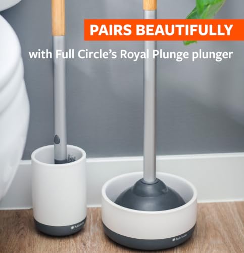 Full Circle Quick Drying Toilet Brush, Replaceable Head, White - color: Starter Kit, style: Toilet Brush