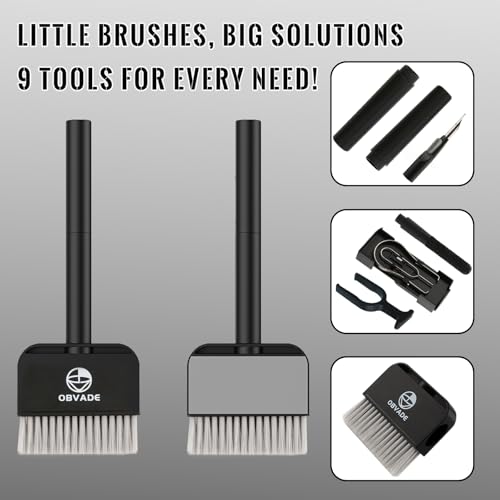 Keyboard Cleaner & Laptop Cleaning Kit - 9-in-1 Electronics Cleaning Brush Set with Keycap Puller, Screen Cleaner, Earbud Cleaner Pen for Computer, PC Monitor, MacBook, Phone, Airpods (White) - color: White
