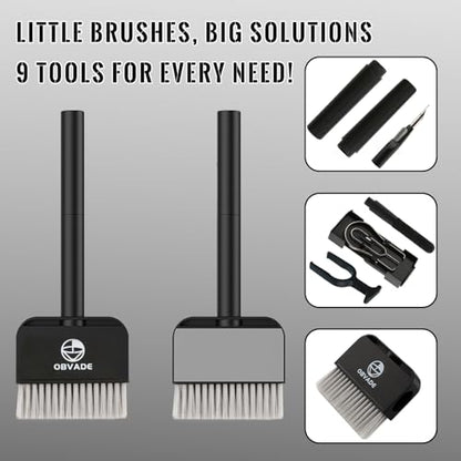 Keyboard Cleaner & Laptop Cleaning Kit - 9-in-1 Electronics Cleaning Brush Set with Keycap Puller, Screen Cleaner, Earbud Cleaner Pen for Computer, PC Monitor, MacBook, Phone, Airpods (White) - color: White