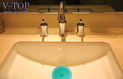 V-TOP Tub Stopper 2 Pack, 6 inches Large Silicone Drain Plug Hair Stopper Flat Suction Cover for Kitchen Bathroom Gadgets and Accessories (Green Transparent) - color: 6" Green Transparent