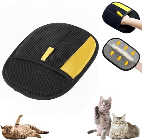 Thickened Electrostatic Pet Hair Removal Gloves for Dogs & Cats，Reusable & Washable Cat Hair Removal Glove, Pet Hair Remover Tool for Clothing, Couch, Carpet, Car Seat, Bed (Balck) - color: Balck