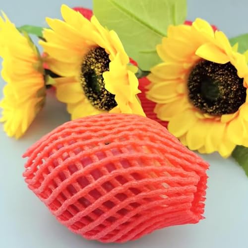 Fruit Protection Mesh Bags Foam Mesh Keep Safe Sleeves for Large Supermarkets, Shops (Red 24x10cm-20PCS) - size: Red 24x10cm-20PCS