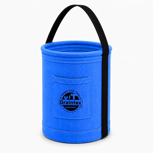 Graintex Canvas Utility Bucket 9.5"x14", Round Tool Bucket, Reinforced Base & Carry Handle, Ripstop Canvas, Ideal Multi-Purpose Bag for Jobsite, Gardening, Home Use, Tool Storage - Royal Blue - color: Royal Blue