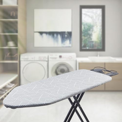 Seiritex Extra Wide Ironing Board Cover and Pad 18 x 54 inch Heat Reflective with Hook and Loop Fasteners, Thick Padding with Elasticized Edges, 3 Layers Iron Board Cover (Gray Cube) - color: Gray Cube, size: 18x54