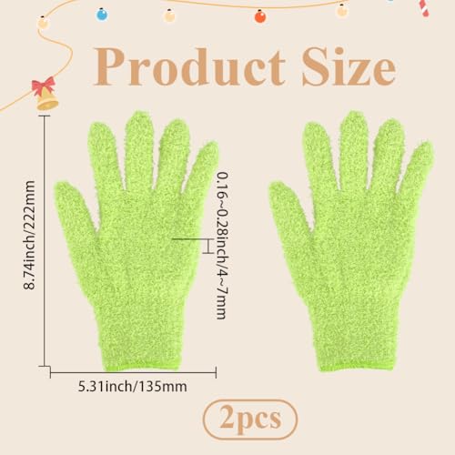 2Pcs Yellow Green Microfiber Knitted Dusting Mitt Plant Leaf Cleaning Knit Gloves Household Washable Glove Reusable Mittens Dusters Bulk for House Furniture Kitchen Blinds Plants Supplies - color: Yellow Green
