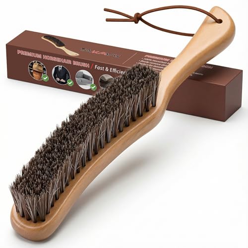 TAKAVU Horsehair Clothes Brush for Suits, Large Beech Wood Handle - color: Beech