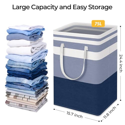 HomeHacks 2 Pack Large Laundry Baskets, Laundry Hampers Bags (Blue 75Lx2) - color: Blue, size: 75L
