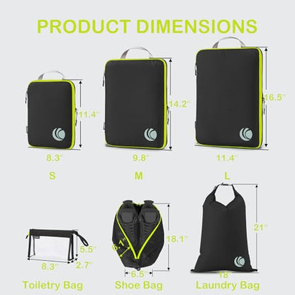 Cipway Compression Packing Cubes for Travel (8 Piece,Black) - color: Black, size: 8PCS