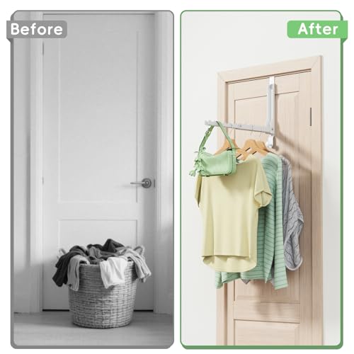 Foldable Over the Door Hooks, Over the Door Hanger for Space Saving - color: White-1(UP)
