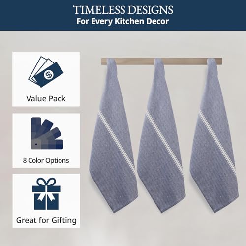 LANE LINEN Kitchen Towel Set 100% Cotton Absorbent Lint-Free 12 Pack - color: 01: Blue Chambray, size: 12 Pack