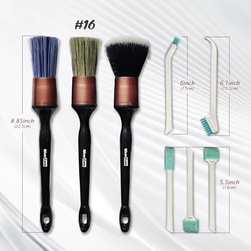 8PCS Car Detailing Brush Set, Mixed Bristles Soft Detail Brushes, Rose Gold - color: Rose Gold 8pcs Detailing Brush Set