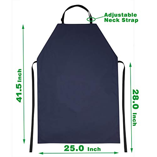 2 Pack Waterproof Rubber Vinyl Adjustable Dishwasher Aprons for Men Women - color: Blue-no Pocket-2 Pack
