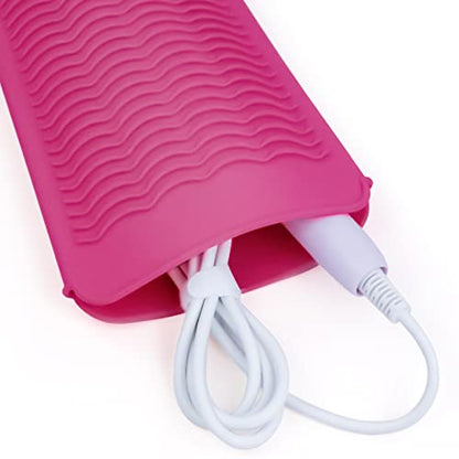 Silicone Heat Resistant Mat Pouch for Hair Straightener,Curling Iron, Pink - color: Pink, size: 2 Pack
