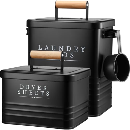 Yaocom 2 Pcs Laundry Pod Container for Farmhouse Laundry Decor, Black - color: Black